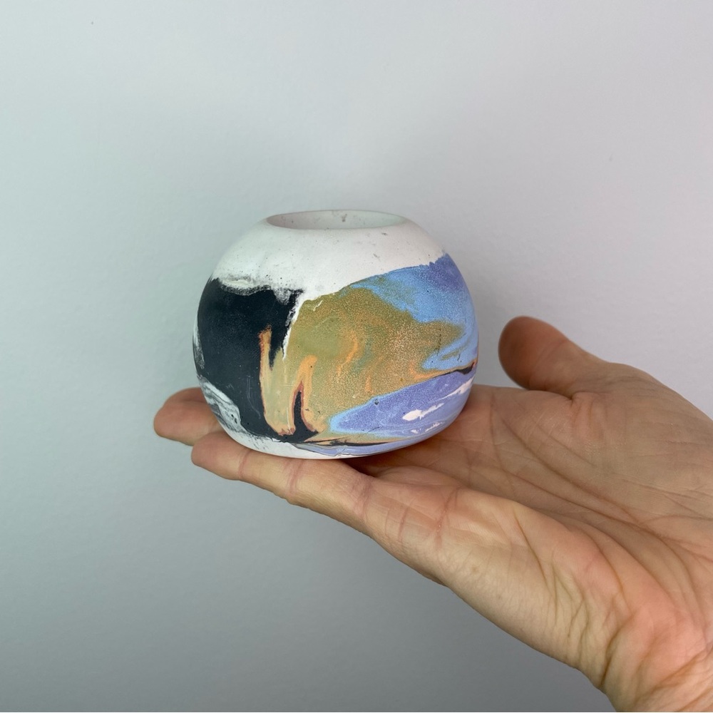 Artisan-Made Decorative Hand-Painted Concrete Incense Vase